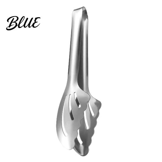 Long Handle Barbecue Serving with Tongs Steel Stainless Tongs Kitchen Buffet Food Non-Slip Grip for Grilling Hollow Out Grill