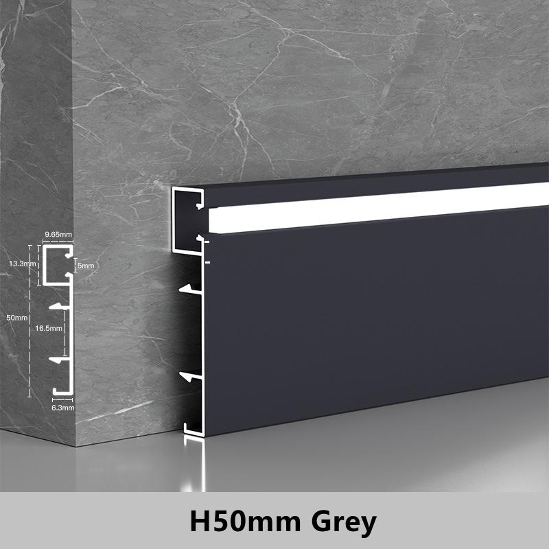 1M H50/80mm LED Skirting Line Strip Light Black White Aluminium Profile Metal Baseboard Corner Channel Home Wall Decor Bar Lamp