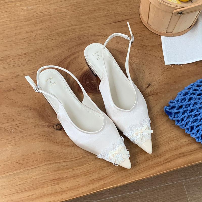 Fashion Pointed Toe Fashion Butterfly-Knot Ladies Flats Sandals Shoes Female Summer Spring Shallow Women Flats Sandals Mules Shoes