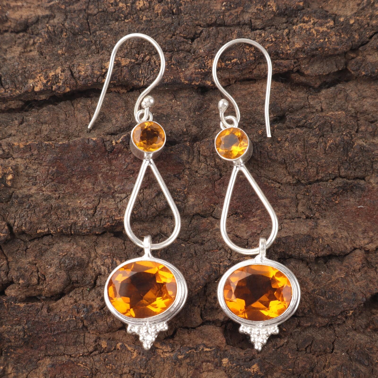 

Natural Citrine Gemstone 925 Sterling Silver Jewelry Partywear Earrings 2.50 EE-132-5