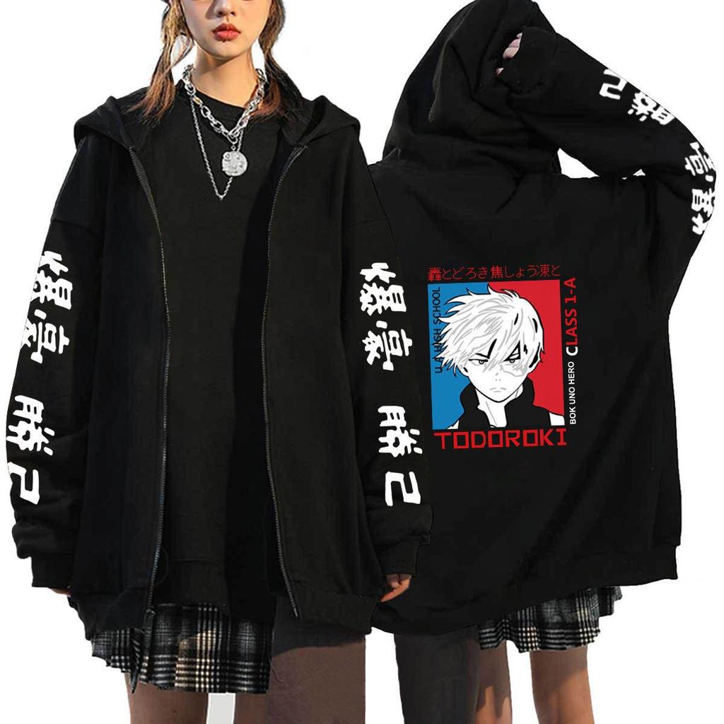 My Hero Academia Katsuki Bakugo Japanese Text Hoodie Men Black Cotton Casual Long Sleeve Autumn Winter Streetwear