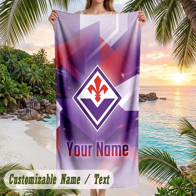 Beach Towel Fiorentina FC Print Custom Name Text Soft Towel for Swimming Pool