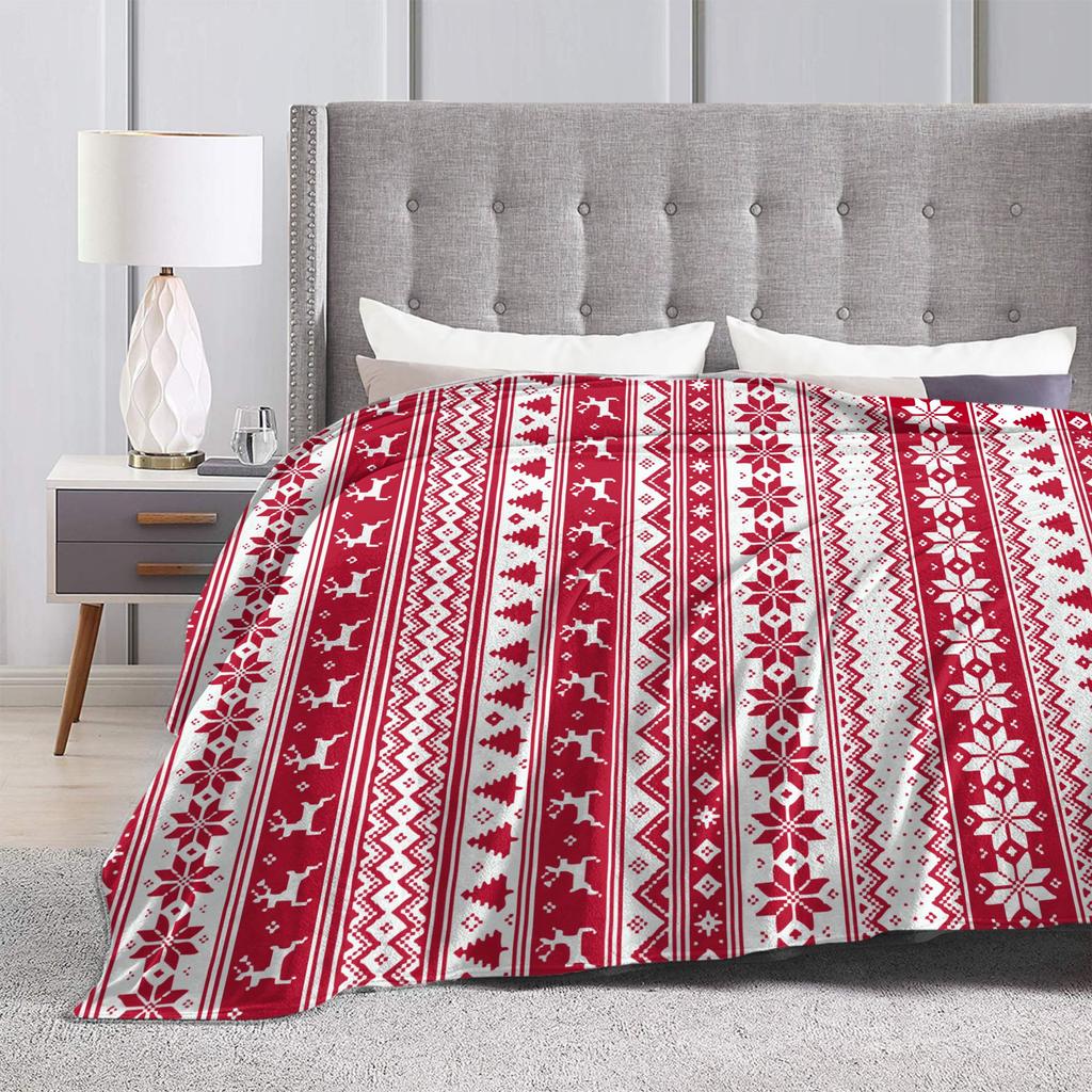 Nordic Scandinavian Christmas Blanket Flannel Autumn Winter Snow Portable Soft Throw Blankets for Sofa Outdoor Bedding Throws