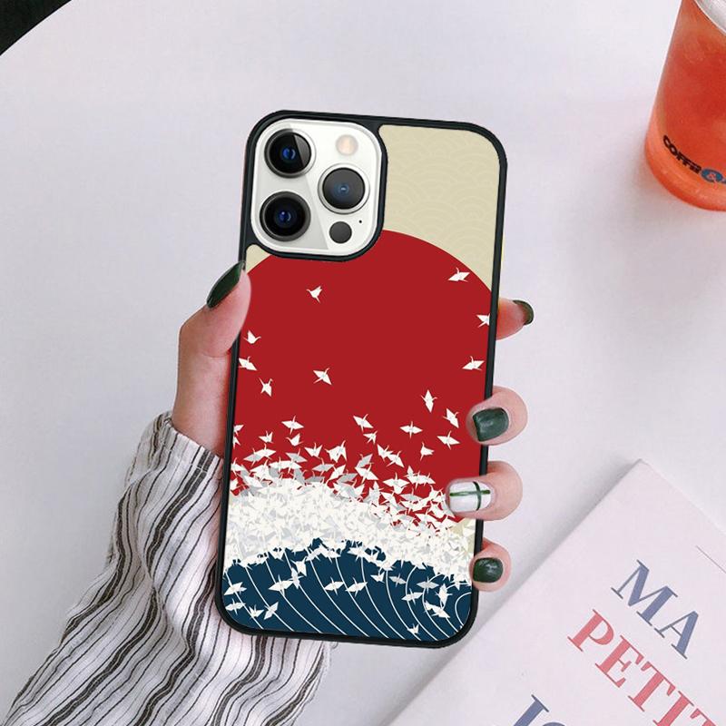 Japanese Wave Art Phone Case For iPhone 17 Air 14 13 12 16Pro Max 15  Plus Cover Shell Max Coque