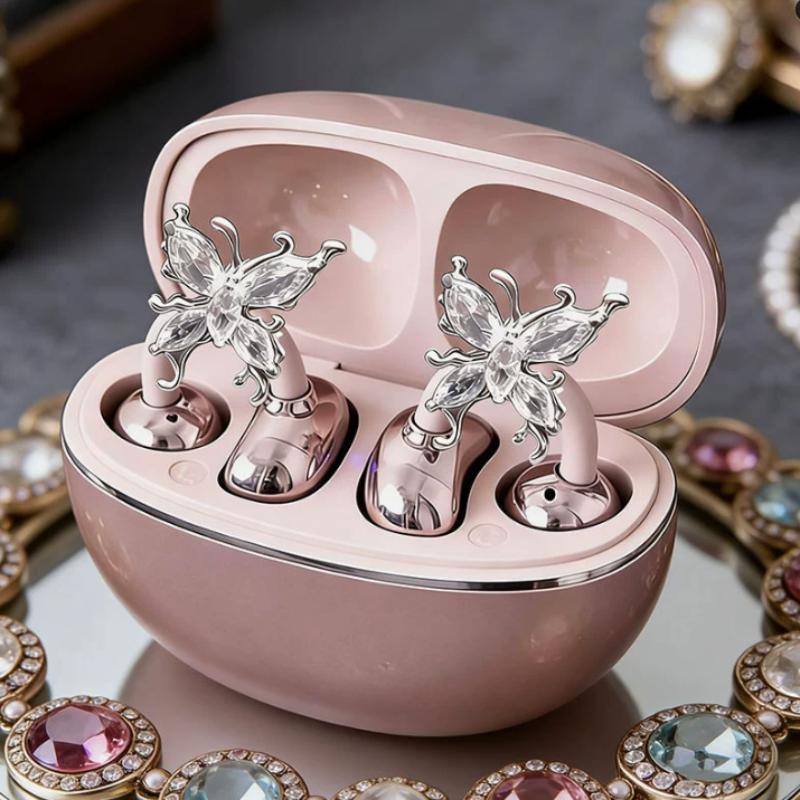 1Pair Butterfly Zircon Headphone Decoration Clips for Personalized Listening Style