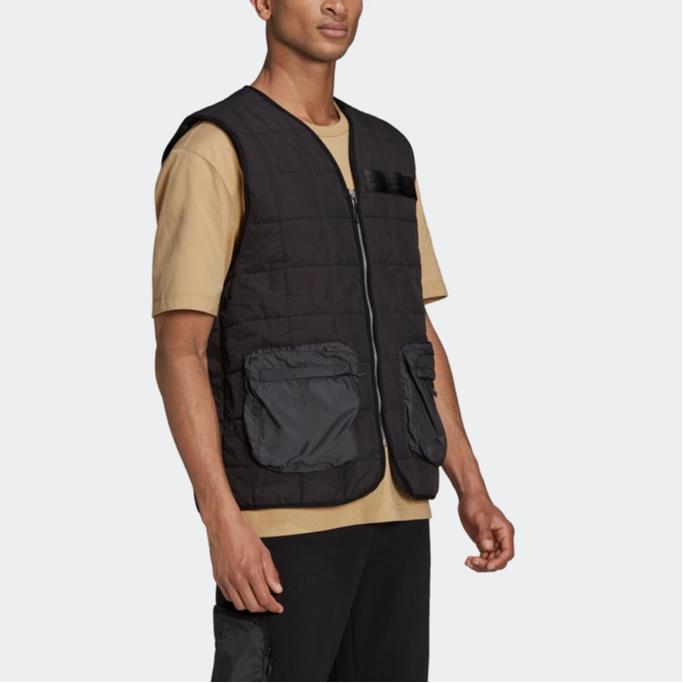 Adidas Originals RYV Solid Color Zipper Vest Men Vests Black H11509