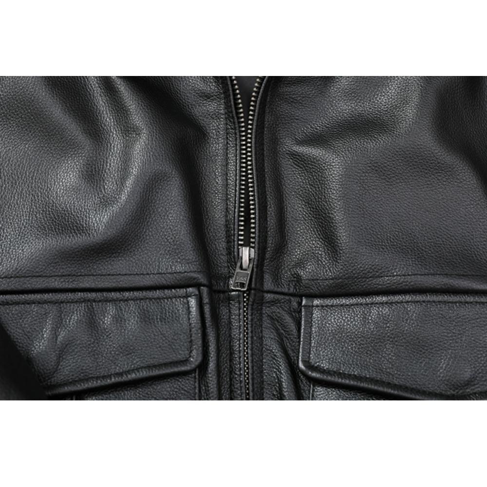 Chinese Size Men Leather Jacket Genuine Cow Leather Natural Fur Collar Flight Jackets Mens Cowhide Coats Winter Air Force Clothes