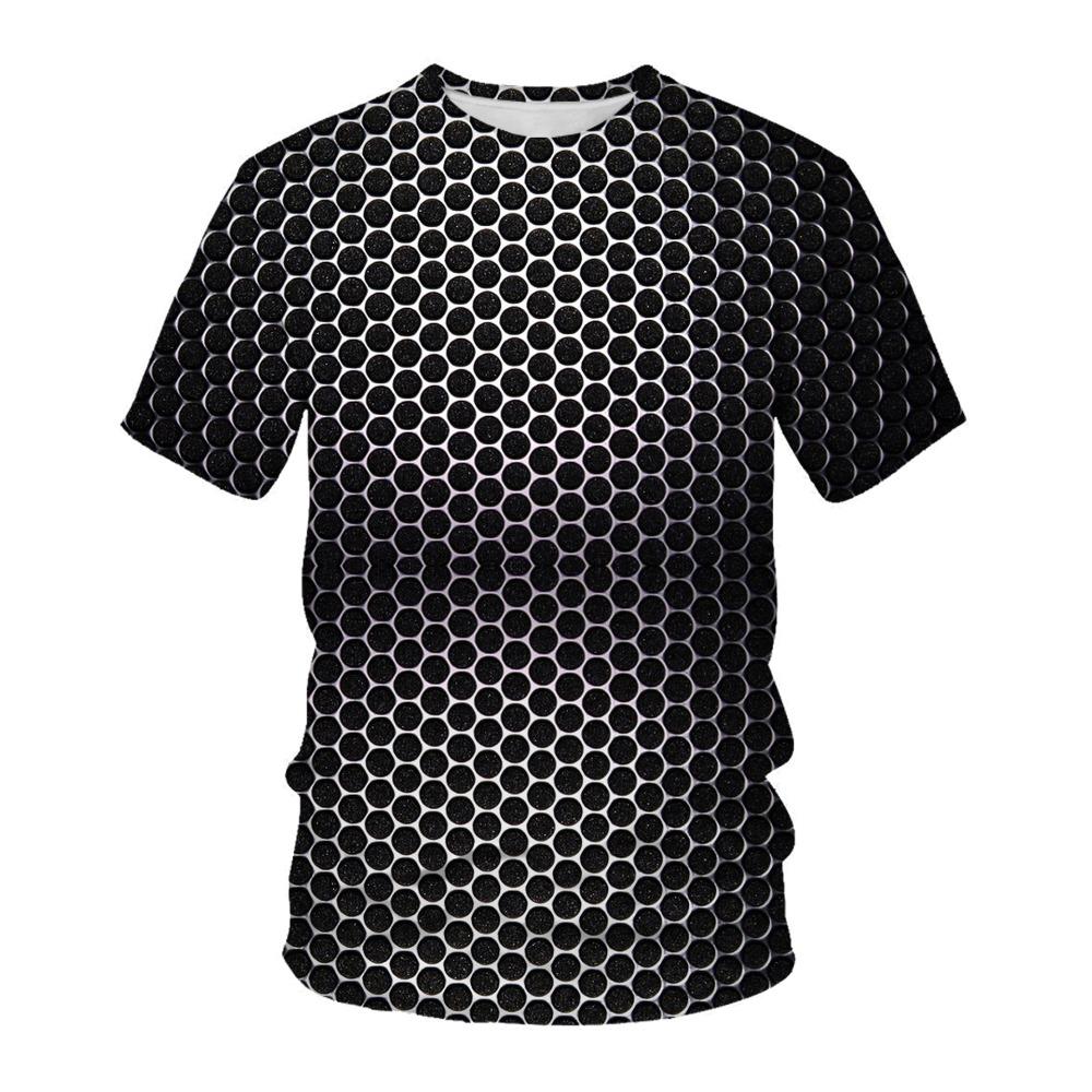 Creative Stripe Geometry 3D Printed Casual Sports T-shirt Men's Round Neck Comfortable Soft Large Loose Breathable T-shirt Fashion Summer T-shirt