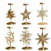 1 st Vintage Jul Ljusstakar Jul Järnkonst Snöflinga Älg Ljusstake Bordsprydnader För Hem Julfest Nyårsdekoration
