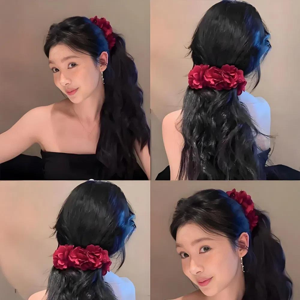 Rose Flower Banana Clips Sweet Floral Twisted Hair Clip Hair Accessories Women Vertical Clip  Daily