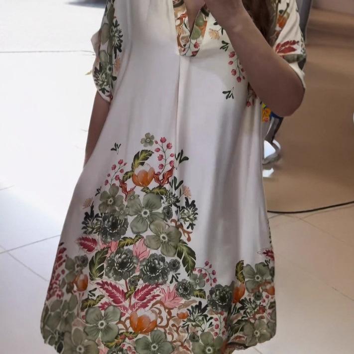 

Digital Printed Plus-size Dress S зелёный