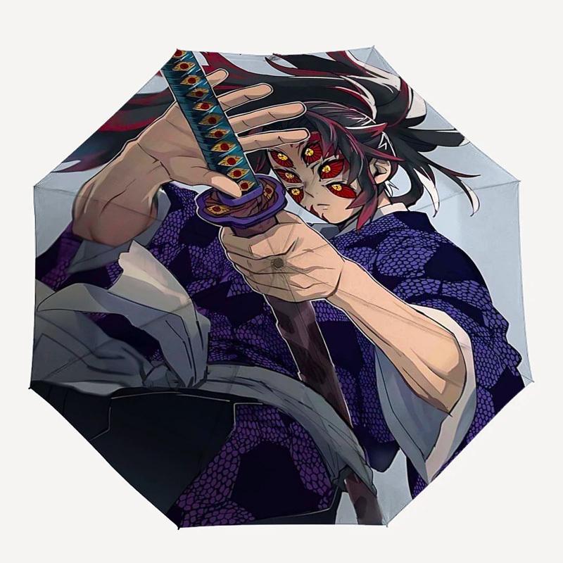 1pc Demon Slayer Tanjiro Kamado Outdoor Umbrella - Automatic Opening/Closing, Portable 3-Fold Design, 8-Rib Iron Frame, Perfect Gift for Fans, Travele