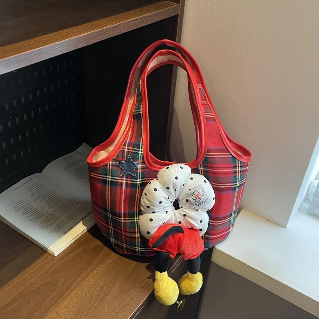 Shelliemay Duffy Women Stylish Handbag Grid Crossbody Bag With Details Splicing