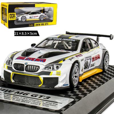 Brinquedo modelo de carro fundido em escala 1/24 M6 GT3, veículo de brinquedo retrátil com som e luz para crianças, meninos, meninas, coleção de presentes