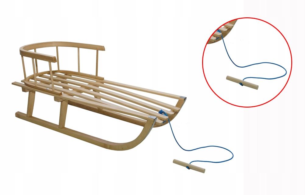 Wooden Sled With Backrest And Mattress For Children, Traditional, Solid Pl