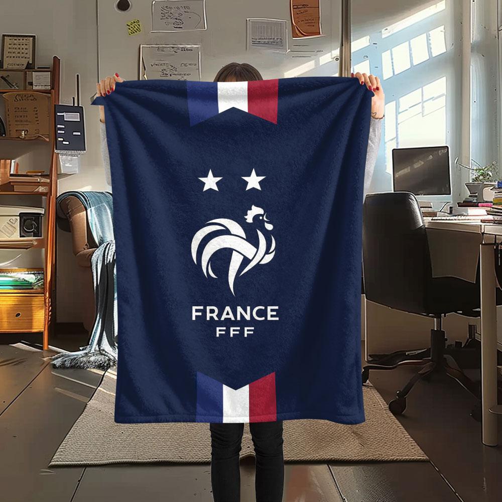 1PC France National Football Team Patterned Flannel Blanket Suitable For All Seasons for Home Decor Warmth and Comfort Gifts Holiday Present