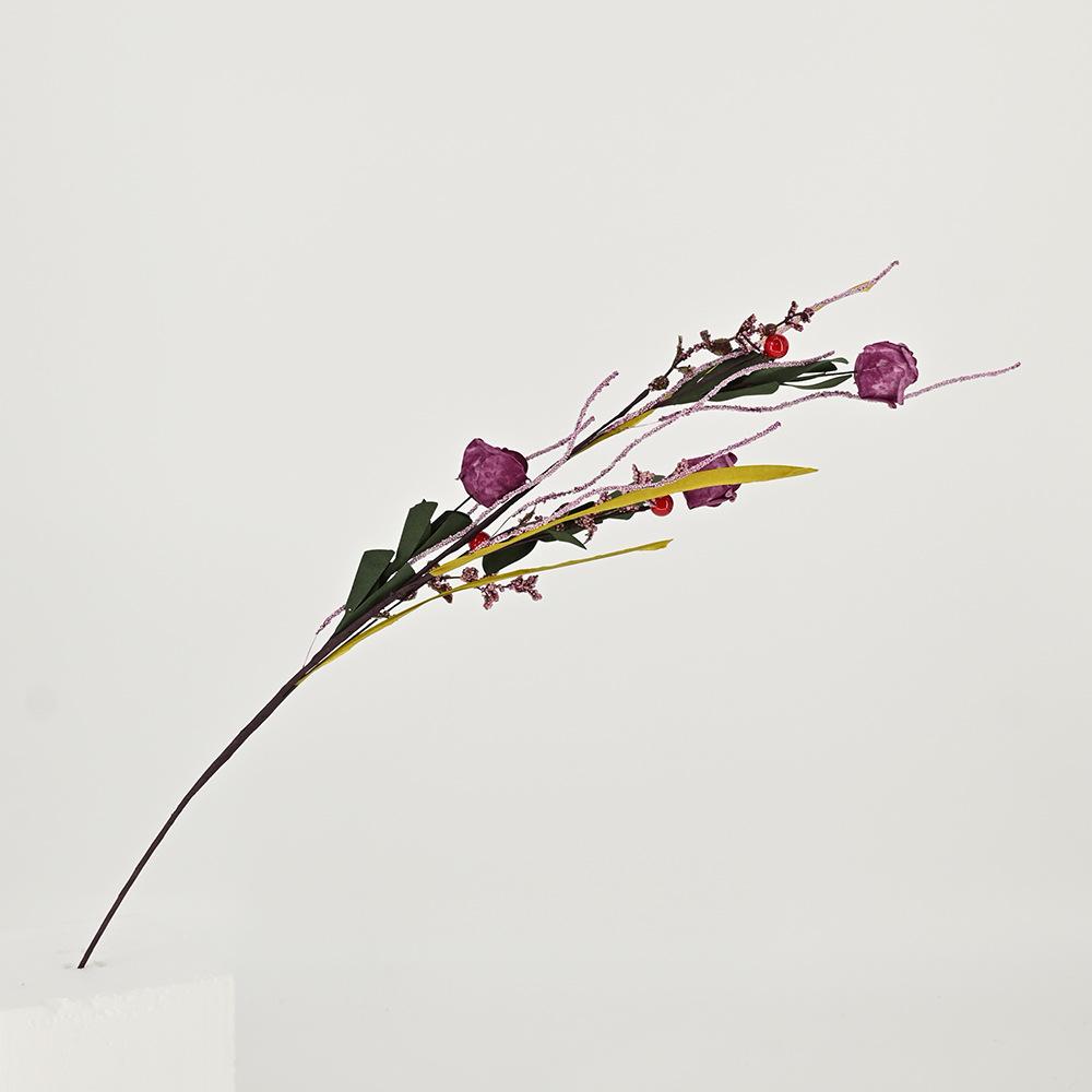 Simulated 3-Head Pe Foam Rose Single, Wedding Arrangement Flower Arrangement Home Ornament Photo European Rose