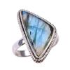 Natural Labradorite Gemstone 925 Solid Sterling Silver Jewelry Ring Size 8 H2O69
