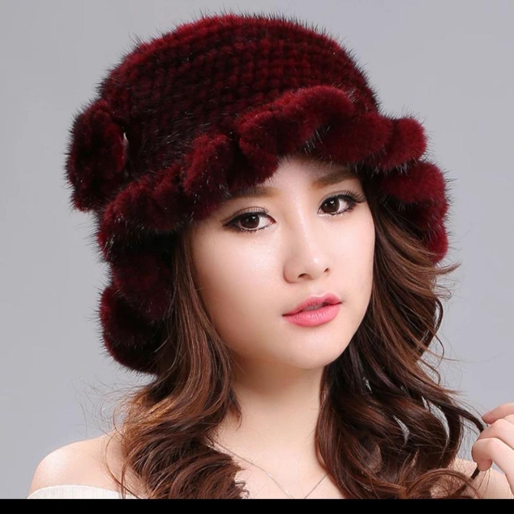 New Mink Fur Hat Women's Winter Mink Fur Women's Winter Hat Thick Versatile Warm Fashion Fur Hat Women's Winter