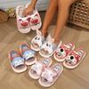 Fashion Cute Cartoon Slippers Women Men Spring Summer Shoes Breathable Cotton Linen Indoor Home Slides Couples House Floor Slipper