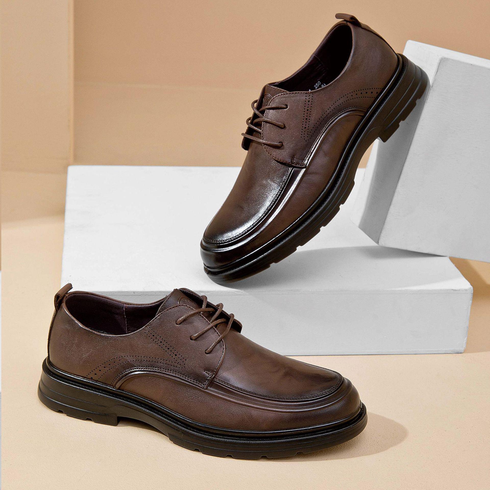 

Men s Genuine Leather Derby Shoes – Casual Business Formal, Comfortable Soft Sole 44 коричневий