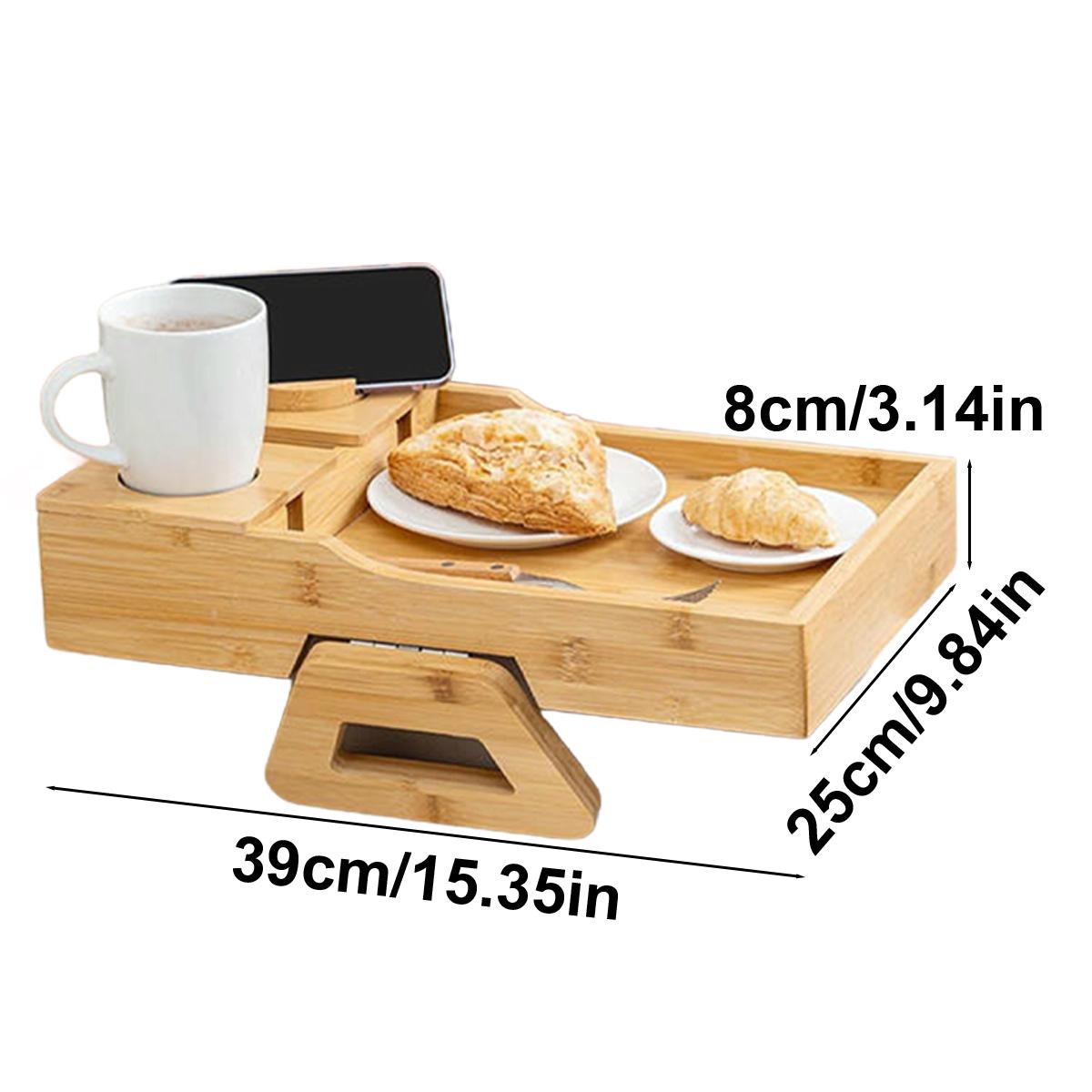 

Деревянный подлокотник для дивана с вращающимся на 360° кронштейном для телефона и планшета для завтрака, напитков, пульта дистанционного управления M