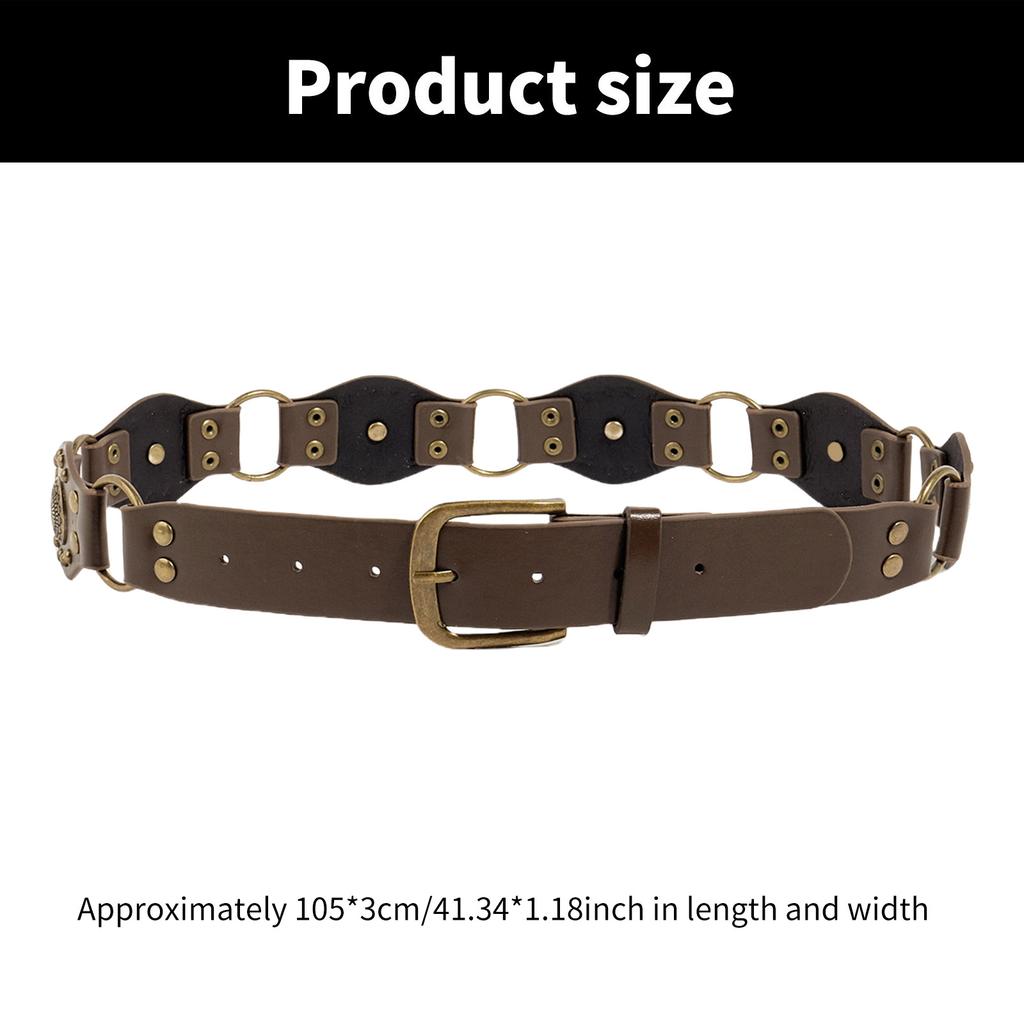 Heart Buckle Waist Belt Punk Chain Heavy Duty Grunge Buckle Modern Waistband Waist Chain Studded Belt