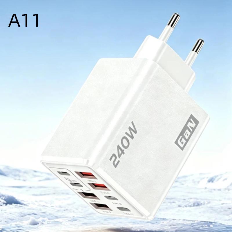 1Pcs 8 In 1 Fast Charging Phone Charger Power Adapter 240W Gan Usb C Charger Type C Eu/Us/Uk Plug Wall Charger For Phone