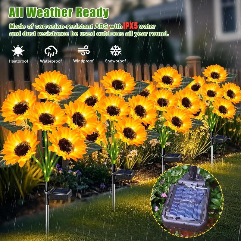 6 Head Solar Powered Sunflower LED Garden Light Luminous Pole Lawn Landscape Night Lamp Outdoor Yard Patio Decorative Lighting