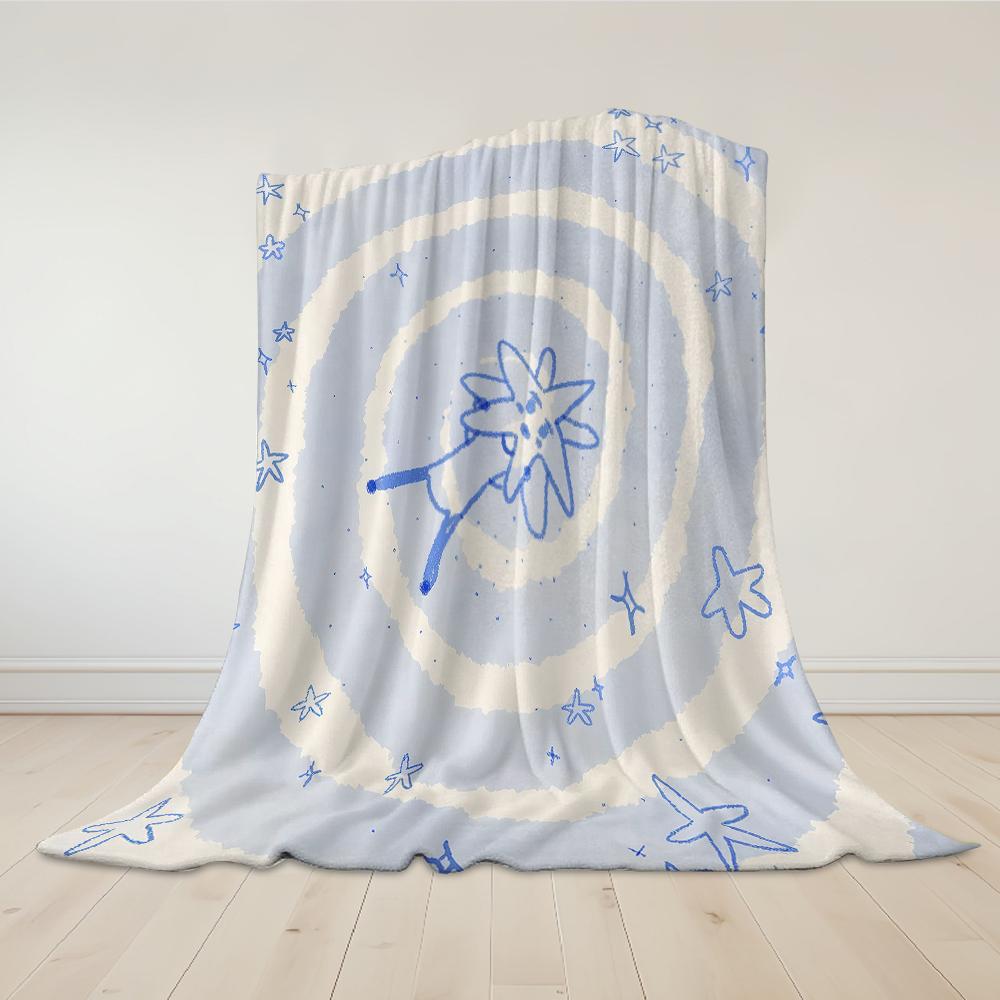 Blue Star Spiral Flannel Blanket Warm Soft Halloween Christmas Couch Warm Cozy Decorative Decor Gift for All Season