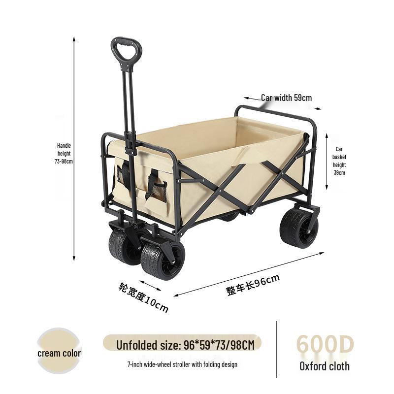 Portable Foldable Four-Wheel Camping Cart for Family Picnics