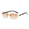 Retro Sunglasses Men Brand Designer Fashion Rimless Sun Glasses Shades Cutting Lens Ladies Frameless Eyeglasses