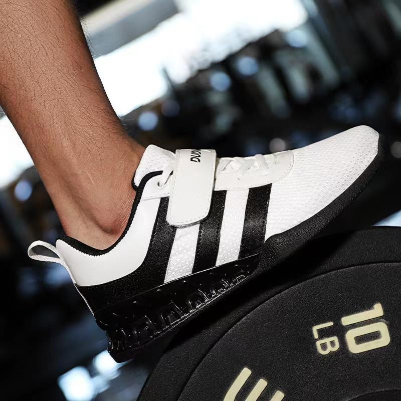 Black Golden 3cm Heel Men Balance Weight-lifting Boots Gym Comprehensive Training Shoes with Hook Loop Suqte Power Lifting