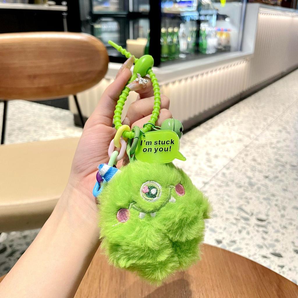 Creative Cute Plush Little Monster Doll Keychain Personalized Couple Girl Heart Bag Small Pendant