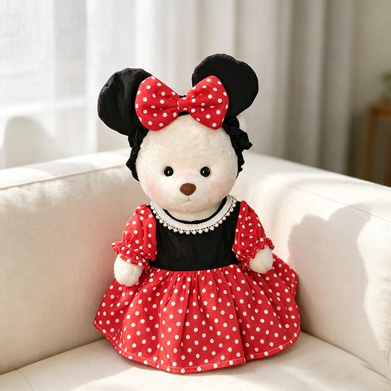 Medium Bear Outfit - Blue Pink Striped Carrot Overalls Set