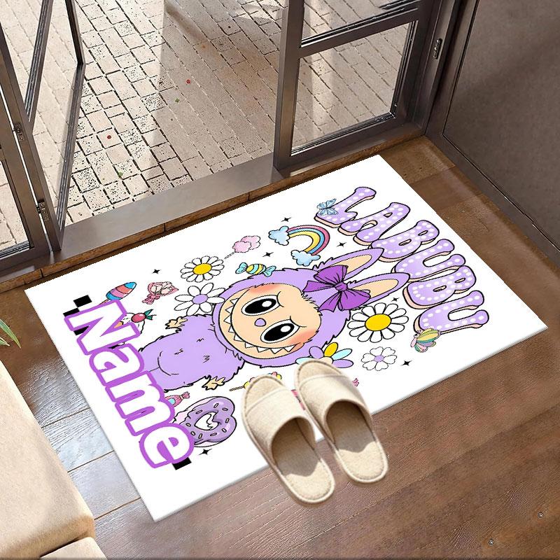 Custom Name Personalized Labubu Print Carpet, Versatile Home Decor Rug, for Playroom, Apartment, Balcony, Entryway, Hallway Gift