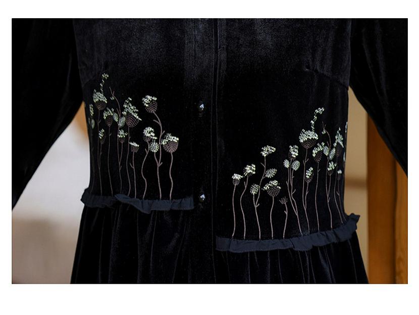 Set elegant din catifea aurie din două piese pentru primăvară și toamnă pentru femei, stil chinezesc nou pentru vârsta mijlocie și vârstnici