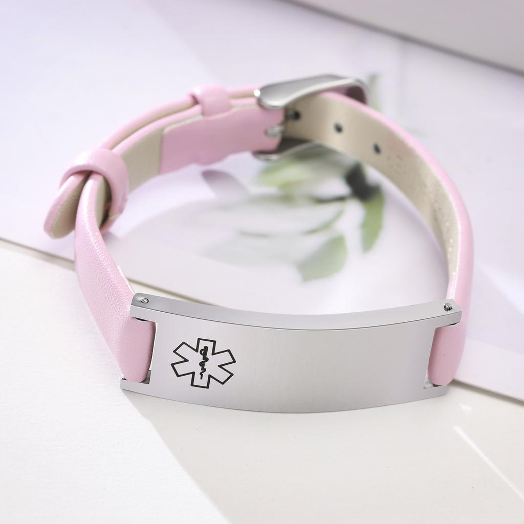 Free Engraving Medical Alert ID Bracelets Womens, Customized Adjustable Leather Chain Wrap Bracelets for Anxiety Type 2 Diabetes