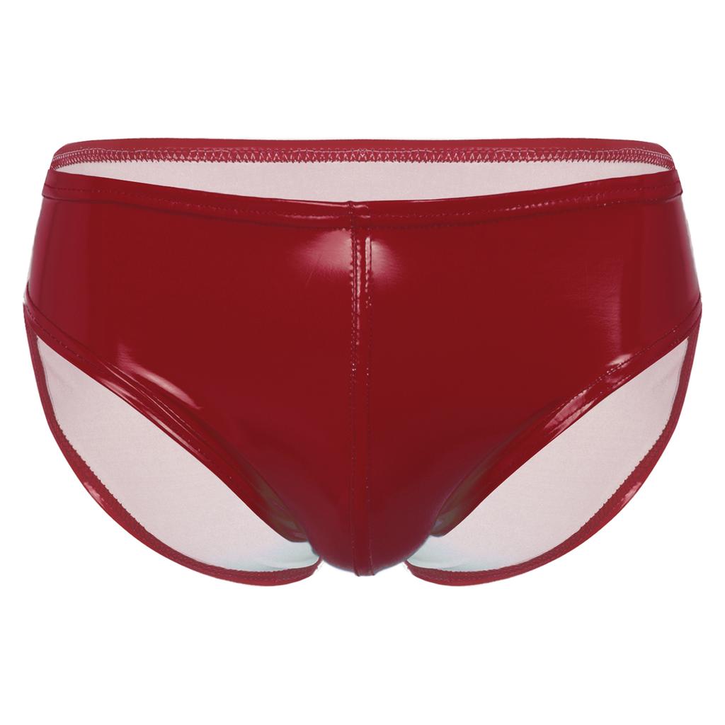 Mens Patent Leather Wet Look Briefs Elastic Waistband Underpants Underwear Club Pole Dancing Wear