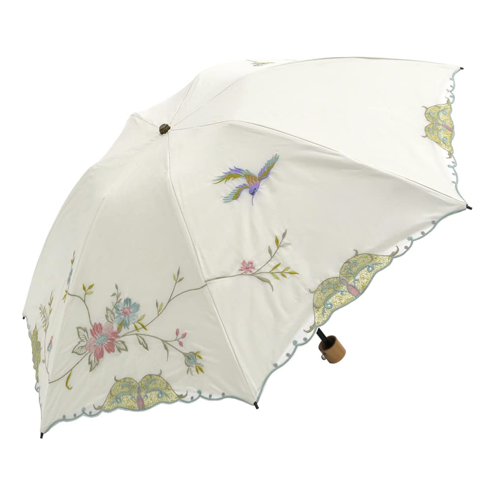 Folding Light UV for Both Sunny and Rainy Floral and Bird Embroidery X [Chinoiserie Modern] Parasol, First-class Blocking, Protection, Days,