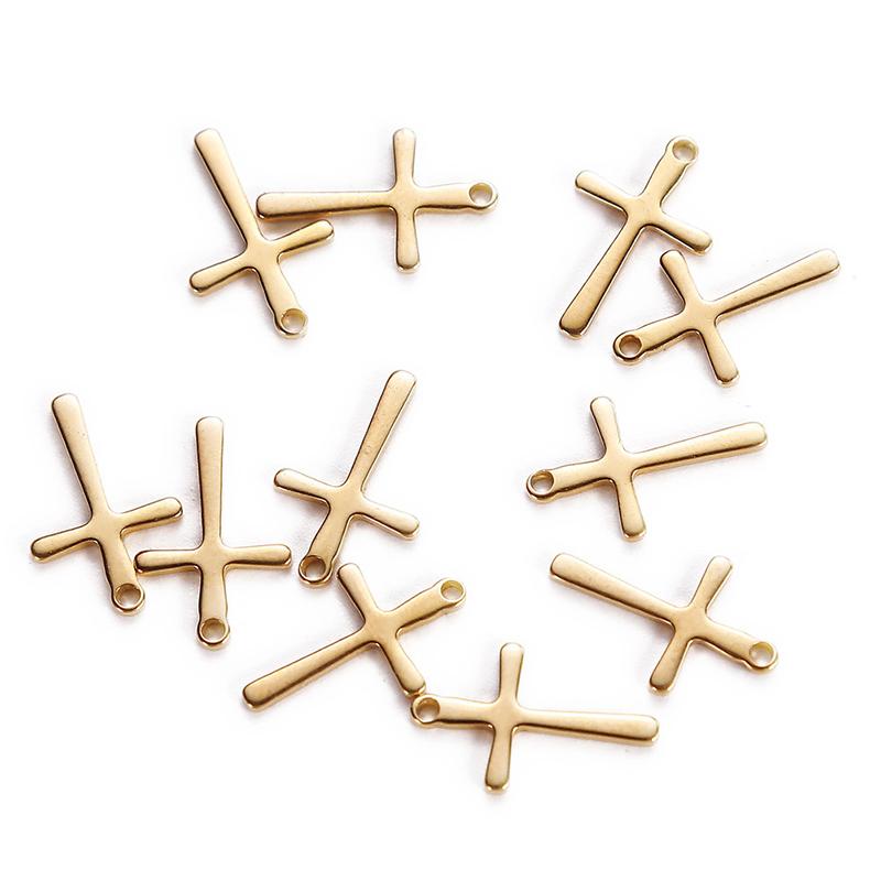 10Pcs/lot Stainless Steel Cross Charms Pendant Religious Jewelry Making DIY Charms Handmade Crafts