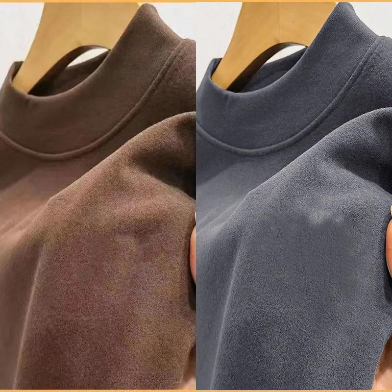 

Men s Fleece-Lined Warm Long-Sleeve Half High Collar Base Layer Shirt for Autumn/Winter XXXXXL (180-200 jin) верблюд