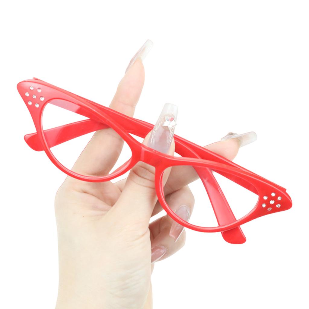 Vintage Glasses for Adult and Kids with Rhinestones Unisex Nerd Styles Clear Lens Glasses for Cosplay Costume Party