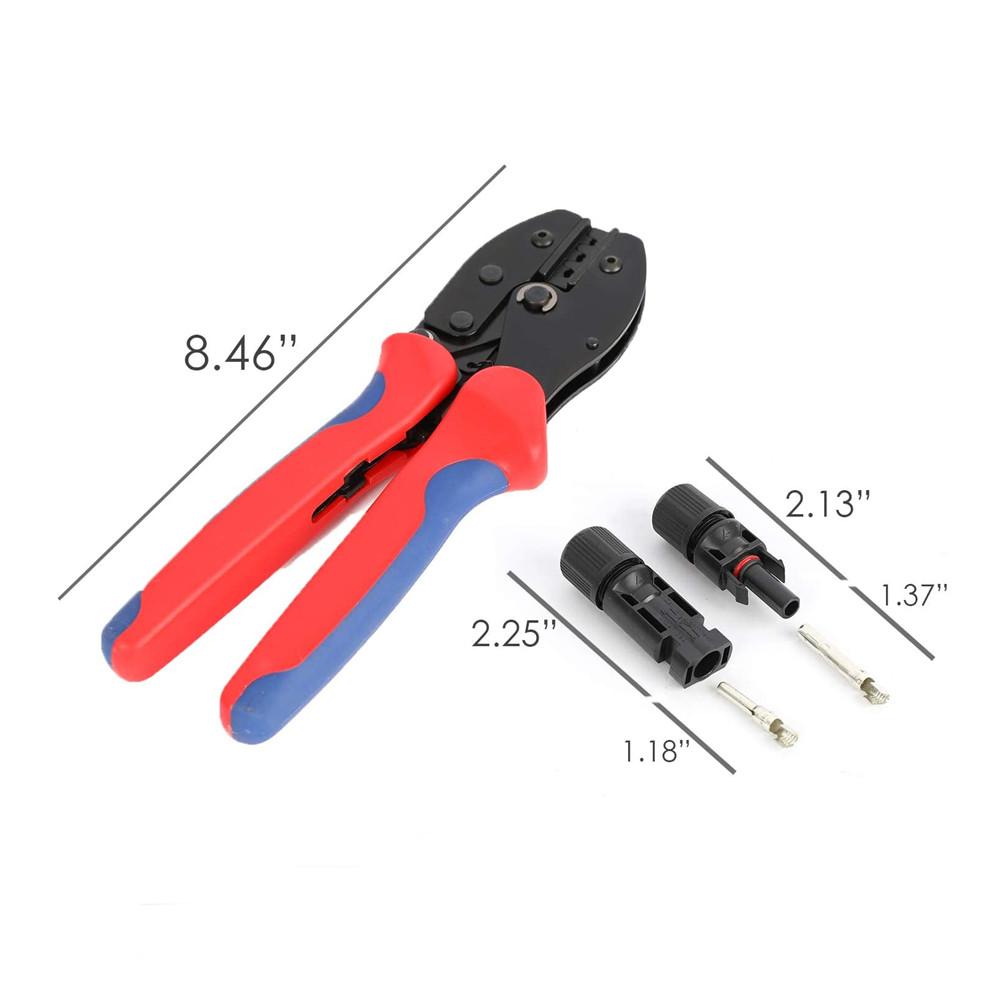 Solar Crimping Tool Kit for 2.5/4/6mm² Solar PV Wire, with 6pcs Male Female Solar Connector + 2 Pcs Spanners Wrench