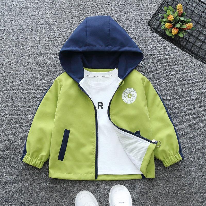 Fashion Boys Jackets Spring Autumn Kids Hooded Windbreaker Coat Letter Sport Outerwear Children Clothing