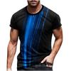 Summer Round Neck 3D Line Print Top Fashionable Casual Short Sleeved Men's T-shirts