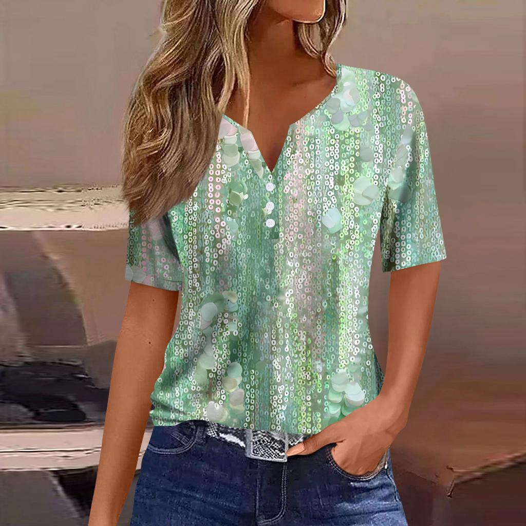 Women's Blouse Fashionable And Casual Short-Sleeved Printed T-shirt Top