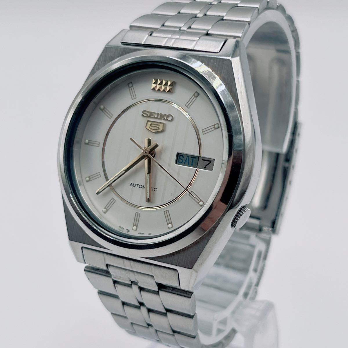 SEIKO Five Automatic Watch Day Date Silver Silver Dial 7S26-8760 Working Item
