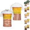Men's Casual Short Sleeve Polo Shirt Loose Fit Beer Festival Print Breathable Lightweight Summer Top