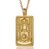 YILUOCD Zirconia Tarot Card Necklace Classic Tarot Queen Lover Magician Moon Wealth Amulet Stainless Steel Jewelry